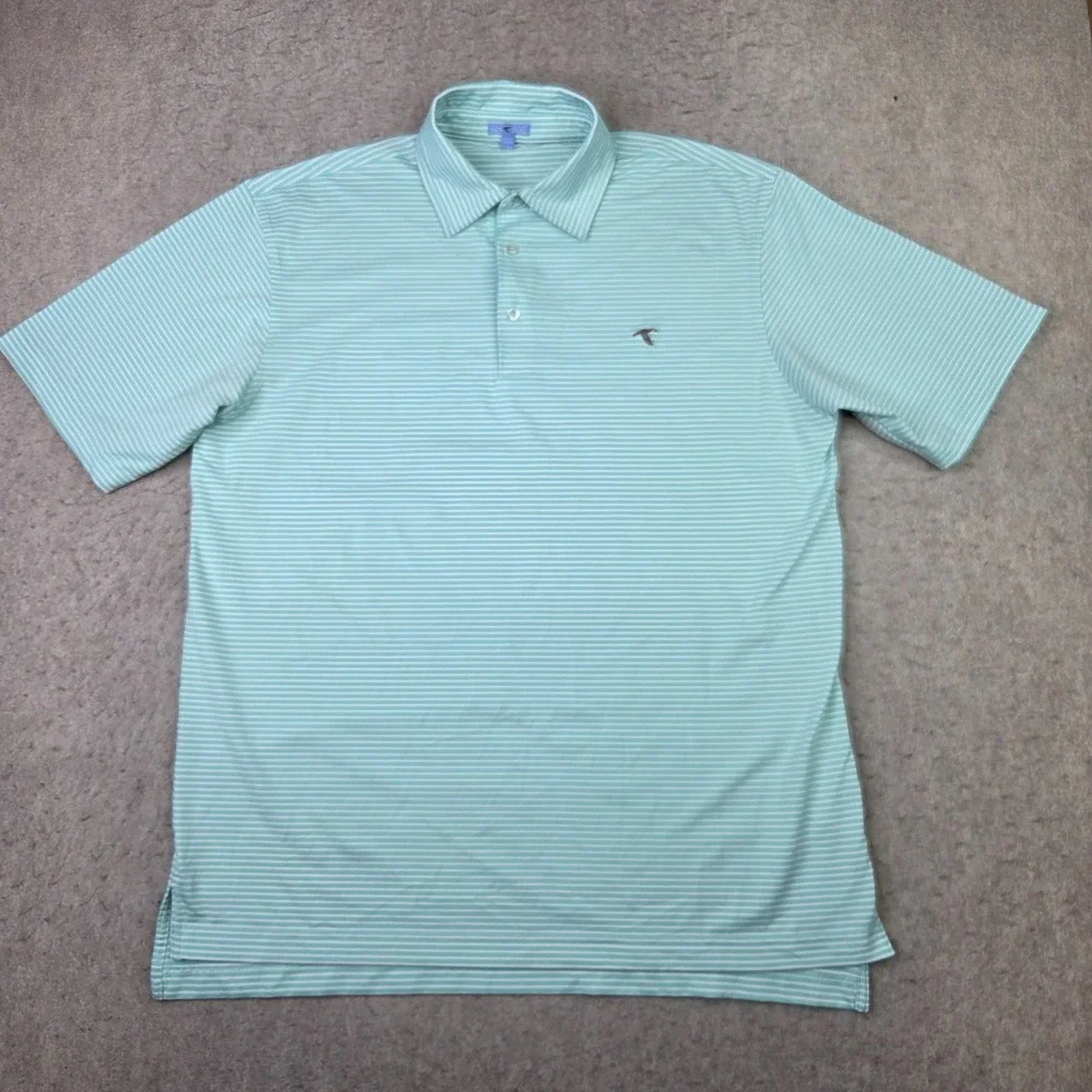 GenTeal Mens Performance Polo Shirt Mint Green White Striped Short Sleeve Size L